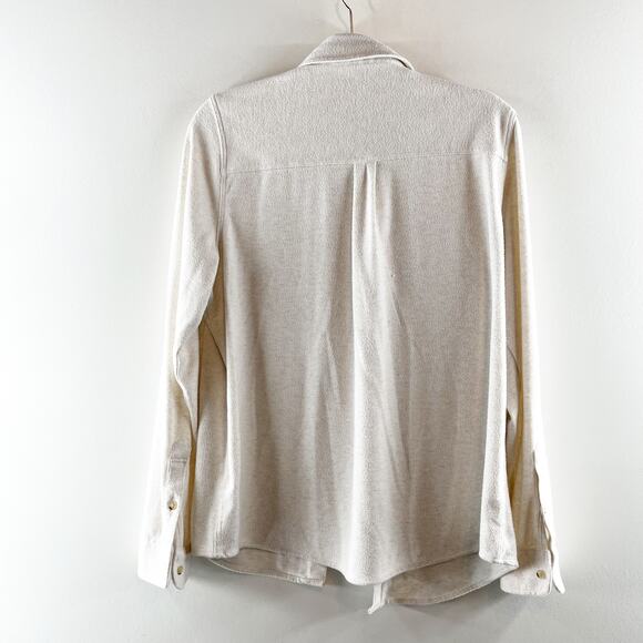 Faherty Legend Sweater Button Up Long Sleeve Shirt Cream Large - Picture 4 of 6